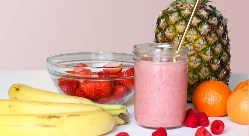 Smoothie and various fruit